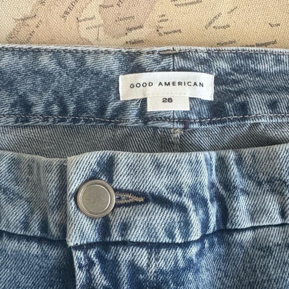 Good American Wide Leg Baggy Denim Cargo Jeans in Indigo Size 28 Plus NWT 225$ - Picture 6 of 16